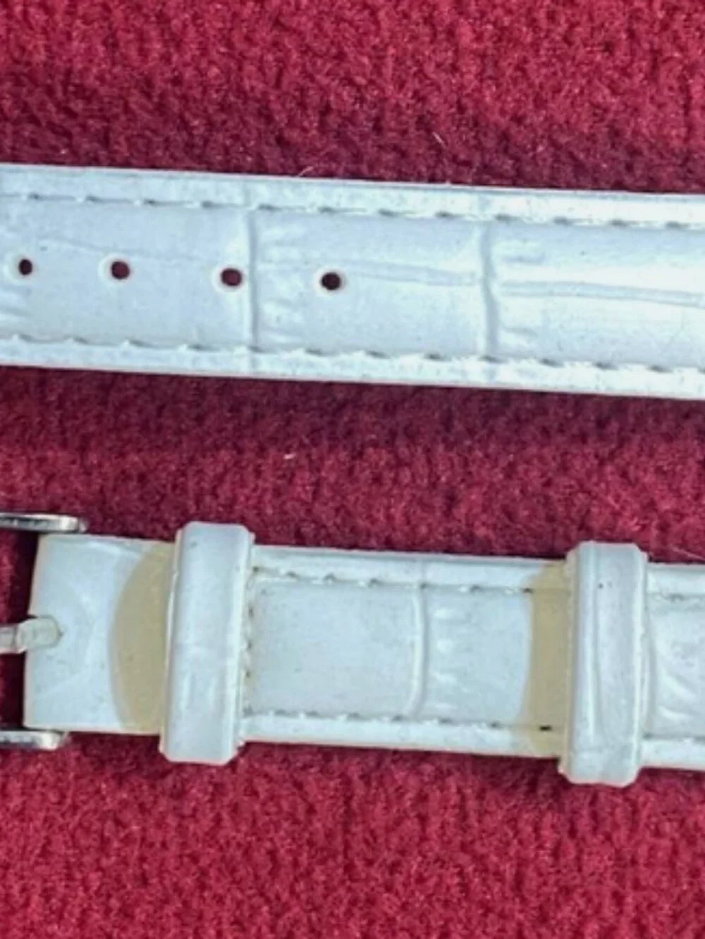 15mm Quality Genuine Leather Padded white Watch Band - Size Regular